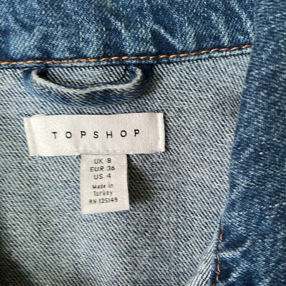 TopShop Balloon Sleeve Denim Jean Jacket US 4 - Picture 2 of 3